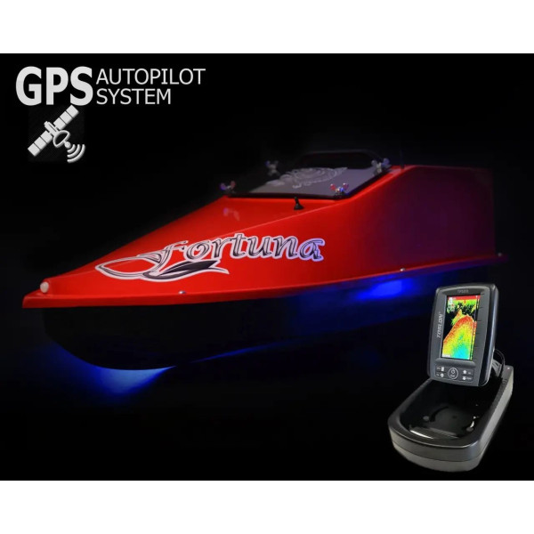 GPS (6+1_Cortex), Ехолот Toslon TF520, Професійний кораблик Фортуна (27000 mAh) Червоний