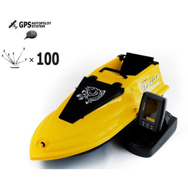 Кораблик для риболовлі Фурія Фюжн з GPS (V3_6+1) і Ехолотом Toslon TF520 Червоний Жовтий