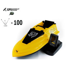 Кораблик для риболовлі Фурія Фюжн з GPS (V3_3+1) і Ехолотом Toslon TF520 Чорний Жовтий