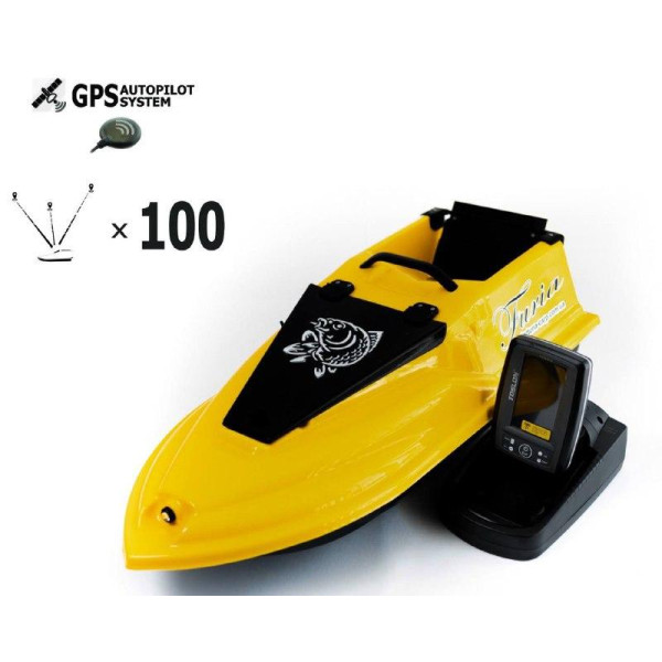 Кораблик для риболовлі Фурія Фюжн з GPS (V3_3+1) і Ехолотом Toslon TF520 Чорний Жовтий