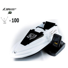 Кораблик для риболовлі Фурія Фюжн з GPS (V3_3+1) і Ехолотом Toslon TF520 Чорний Білий
