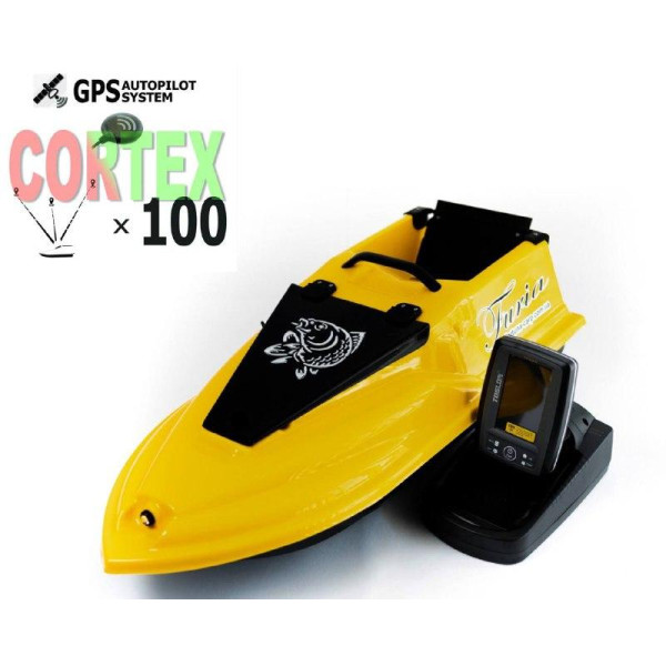 Кораблик для рыбалки Фурия Фюжн с GPS (Cortex_3+1) и Эхолотом Toslon TF520 Красный Желтый