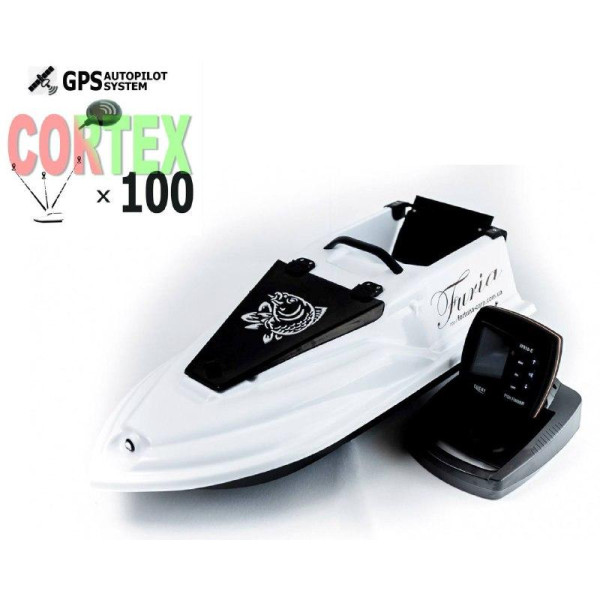 Кораблик для риболовлі Фурія Фюжн з GPS (Cortex_3+1) та Ехолотом Lucky918 Чорний Білий