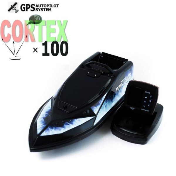 Кораблик для прикормки Фантом Модерн з ехолотом Lucky 918 та GPS автопілотом  (Cortex_3+1) Білий Чорний із синіми наклейками