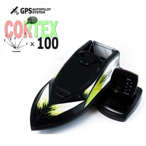 Кораблик для прикормки Фантом Модерн з ехолотом Lucky 918 та GPS автопілотом (Cortex_6+1) Чорний з салатовими наклейками