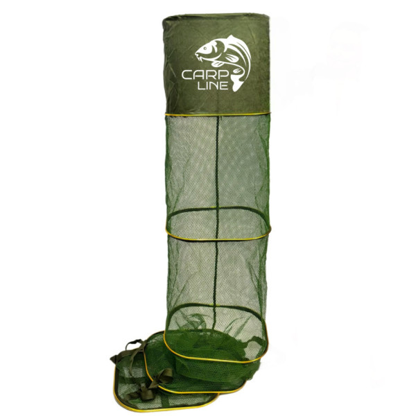 Садок Carp Line Green 2,5м желтые алюминиевые кольца, зеленая прорезиненная сетка