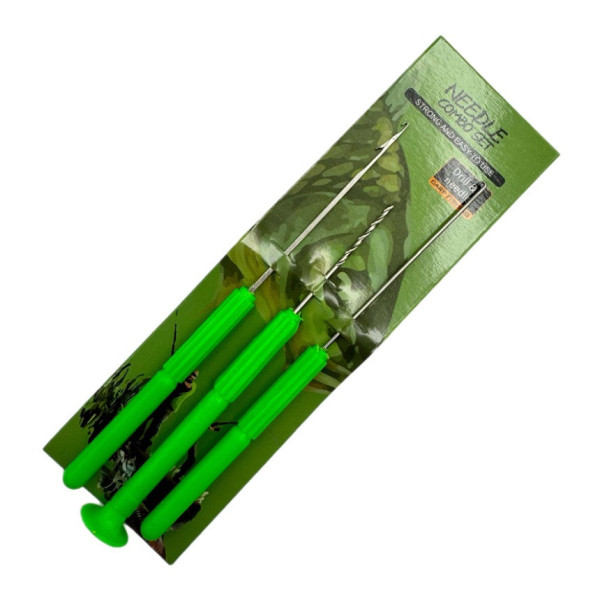 Набір короповий: голка, свердло, гачок зелена ручка Needle Combo Set