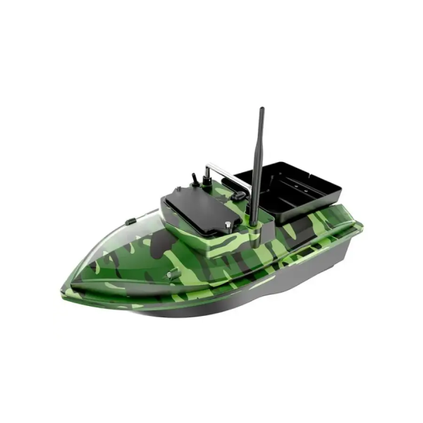 Кораблик для прикормки Flytec V050 Bait Boat camo green 1 бункер до 2 кг дистанція 300 м акумулятор 12000 мАг подвійний двигун