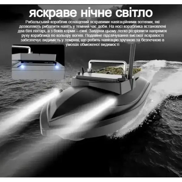 Кораблик для прикормки Flytec V050 Bait Boat camo green 1 бункер до 2 кг дистанція 300 м акумулятор 12000 мАг подвійний двигун