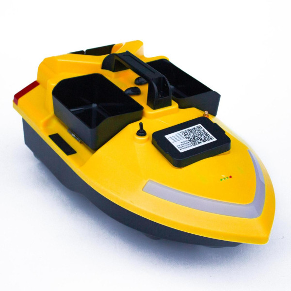 Кораблик для прикормки Flytec V020 GPS Bait Boat жовтий 40 точок автоповернення 3 бункери до 2 кг дистанція 300 м Li-ion 12000 мАг