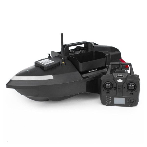 Кораблик для прикормки Flytec V020 GPS Bait Boat 40 точок автоповернення 3 бункери до 2 кг дистанція 300 м Li-ion 12000 мАг чорний
