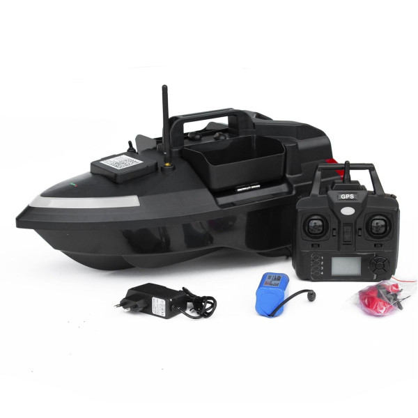 Кораблик для прикормки Flytec V020 GPS Bait Boat 40 точок автоповернення 3 бункери до 2 кг дистанція 300 м Li-ion 12000 мАг чорний