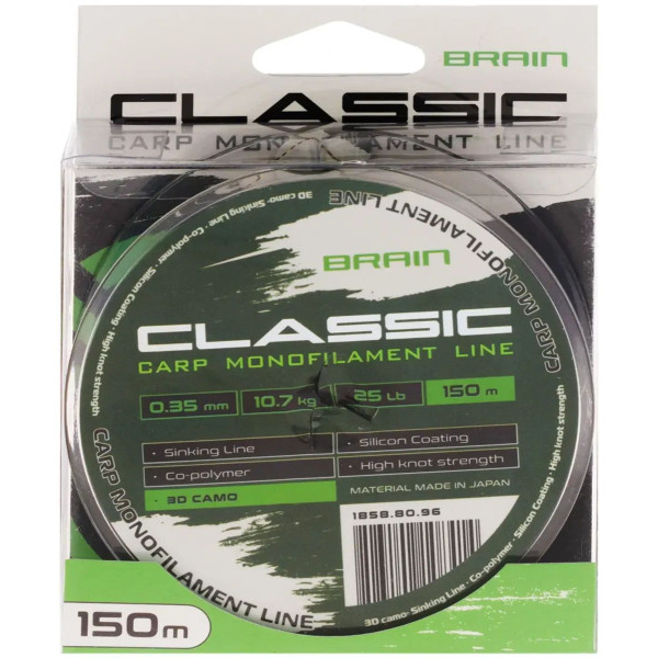 Жилка Brain Classic Carp Line 150m 3D camo 0.35mm 25lb 10.7kg