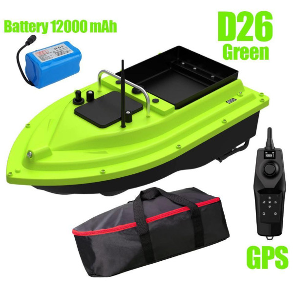 Прикормочний карповий кораблик D26 Green з GPS навігацією та акумулятором 12000 mAh