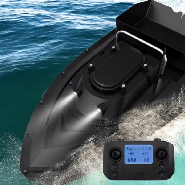 Прикормочний карповий кораблик D12B чорний з GPS навігацією та акумулятором 27000 mAh