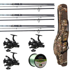 Карповый набор: Fishing ROI Dynamic Carp Rod удилища + Flagman Sensor Big Game Carp катушки + чехол и подарок