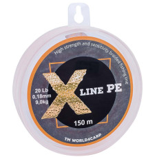 Плетёный шнур World4Carp X Line PE 0.10 мм оранжевый 150 м разрыв 3.6 кг 0,18 мм
