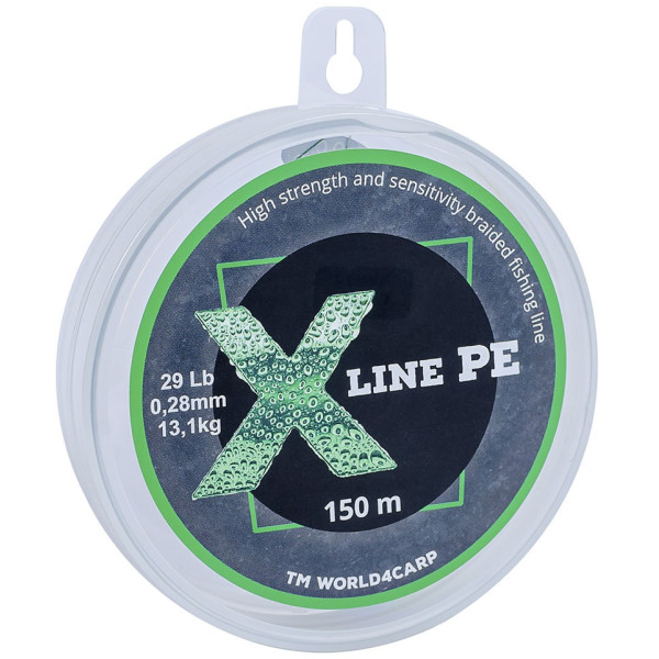 Плетёный шнур World4Carp X Line 0.10 мм тёмно-зелёный 150 м высокая разрывная нагрузка 0,28 мм
