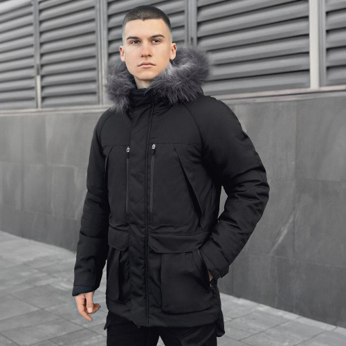 Парка чоловіча Pobedov Seniora Udacha Gray, чорний, до −28°C, утеплювач 250, на флісі