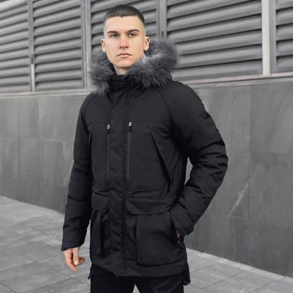 Парка чоловіча Pobedov Seniora Udacha Gray, чорний, до −28°C, утеплювач 250, на флісі