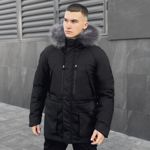 Парка чоловіча Pobedov Seniora Udacha Gray, чорний, до −28°C, утеплювач 250, на флісі