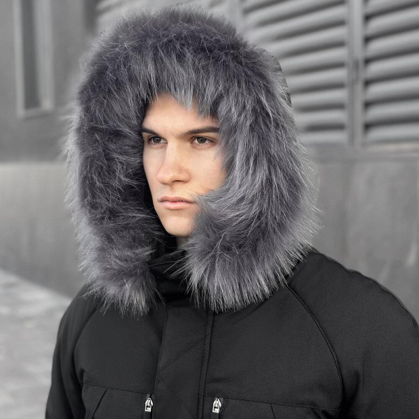 Парка чоловіча Pobedov Seniora Udacha Gray, чорний, до −28°C, утеплювач 250, на флісі