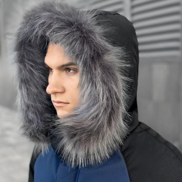 Парка чоловіча Pobedov Seniora Udacha Gray, чорний-темно синій, до −28°C, утеплювач 250, на флісі
