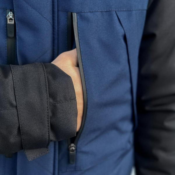 Парка чоловіча Pobedov Seniora Udacha Gray, чорний-темно синій, до −28°C, утеплювач 250, на флісі