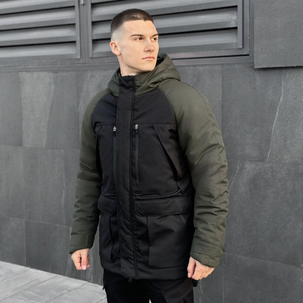 Парка чоловіча Pobedov Seniora Udacha Gray, чорний-хакі, до −28°C, утеплювач 250, на флісі