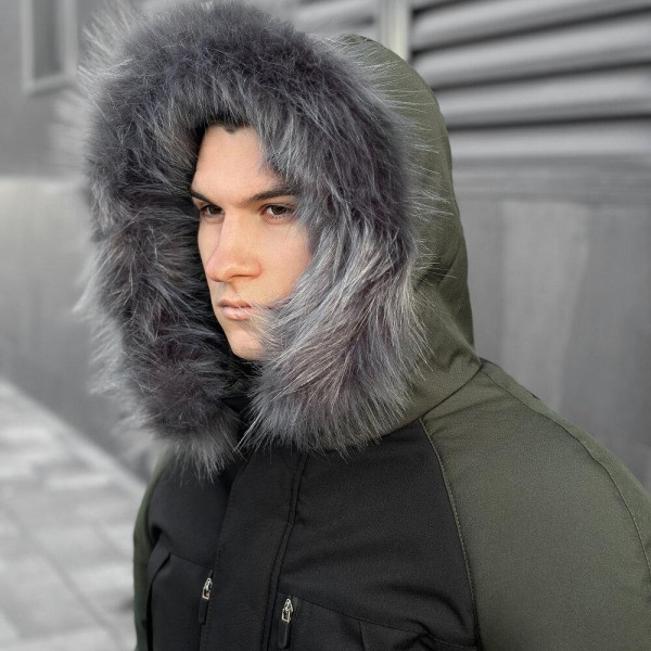 Парка чоловіча Pobedov Seniora Udacha Gray, чорний-хакі, до −28°C, утеплювач 250, на флісі
