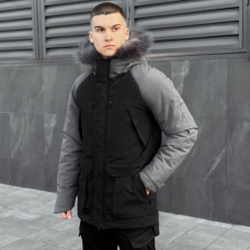 Парка чоловіча Pobedov Seniora Udacha Gray, чорно-сірий, до −28°C, утеплювач 250, на флісі