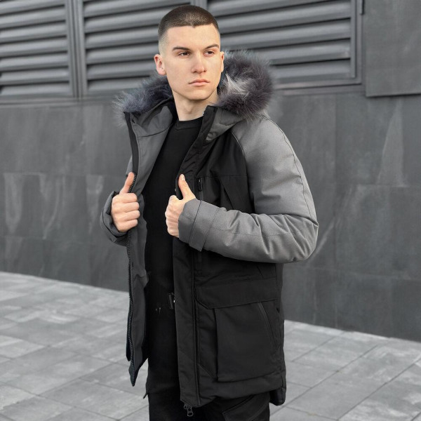 Парка чоловіча Pobedov Seniora Udacha Gray, чорно-сірий, до −28°C, утеплювач 250, на флісі