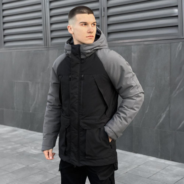 Парка чоловіча Pobedov Seniora Udacha Gray, чорно-сірий, до −28°C, утеплювач 250, на флісі