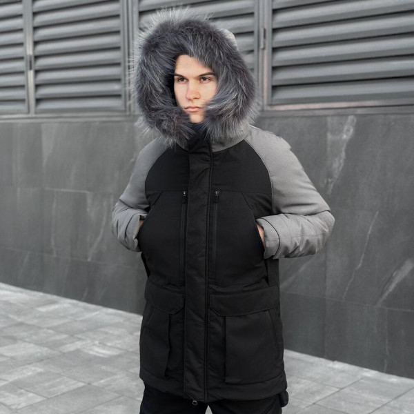 Парка чоловіча Pobedov Seniora Udacha Gray, чорно-сірий, до −28°C, утеплювач 250, на флісі