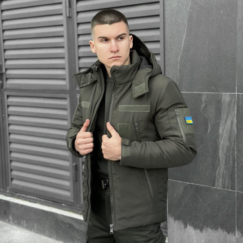 Куртка чоловіча зимова Pobedov Motive ЗИМА, b2 хакі, до −20°C, утеплювач 250, на флісі