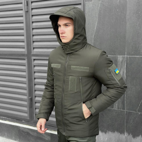 Куртка чоловіча зимова Pobedov Motive ЗИМА, b2 хакі, до −20°C, утеплювач 250, на флісі