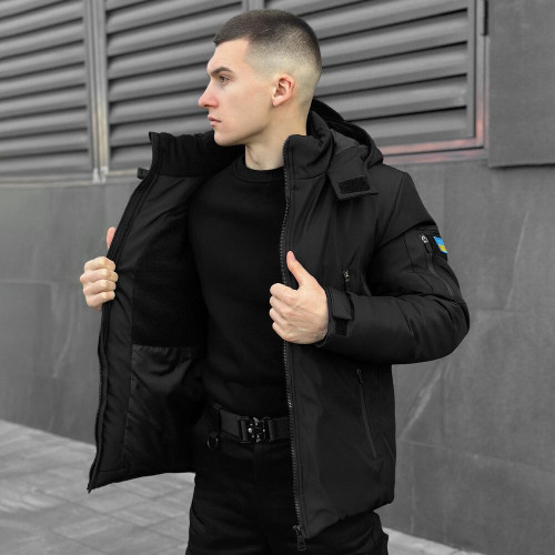 Куртка чоловіча зимова Pobedov Motive ЗИМА, b2 чорний, до −20°C, утеплювач 250, на флісі