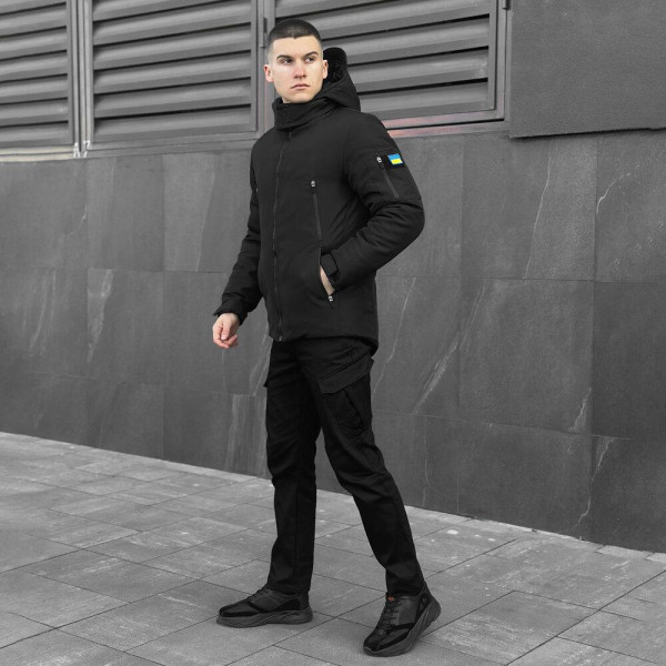 Куртка чоловіча зимова Pobedov Motive ЗИМА, b2 чорний, до −20°C, утеплювач 250, на флісі