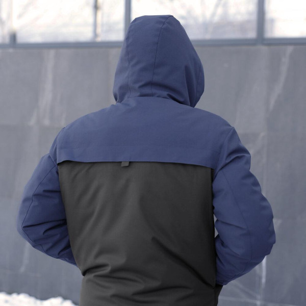 Парка чоловіча зимова Pobedov Navy, чорно-синій, до −28°C, утеплювач 250, на флісі