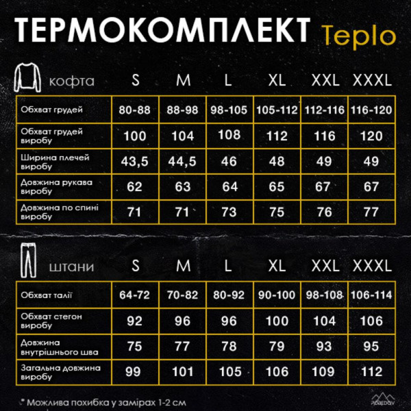 Термокомплект чоловічий Pobedov Teplo, чорний, до −15°C, на флісі