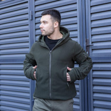Толстовка флісова чоловіча демісезонна Pobedov Explorer, хакі, з капюшоном