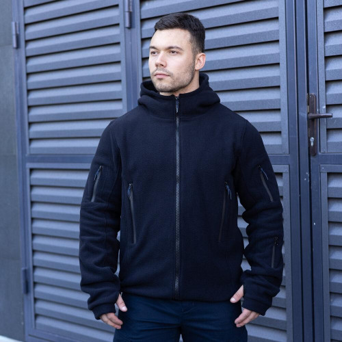 Толстовка флісова чоловіча демісезонна Pobedov Explorer, темно-синій, з капюшоном