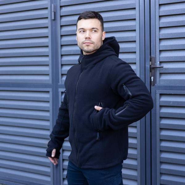 Толстовка флісова чоловіча демісезонна Pobedov Explorer, темно-синій, з капюшоном