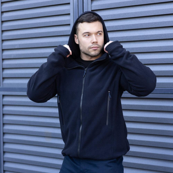 Толстовка флісова чоловіча демісезонна Pobedov Explorer, темно-синій, з капюшоном