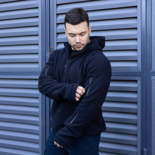 Толстовка флісова чоловіча демісезонна Pobedov Explorer, темно-синій, з капюшоном