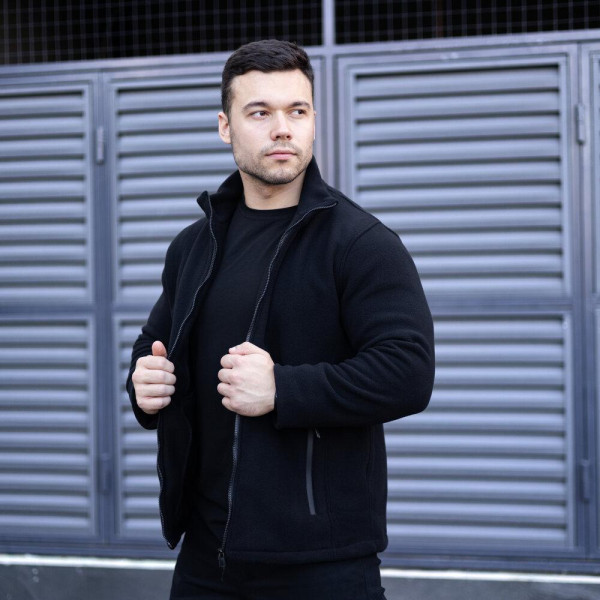 Толстовка флісова чоловіча демісезонна Pobedov Voin, чорний