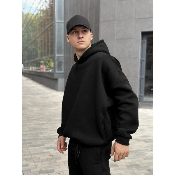 Худі чоловіче демісезонне oversize Pobedov Urbanist, чорний, вовна