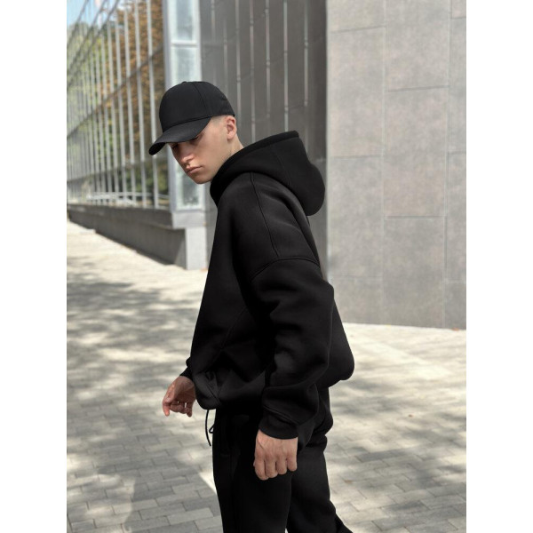 Худі чоловіче демісезонне oversize Pobedov Urbanist, чорний, вовна