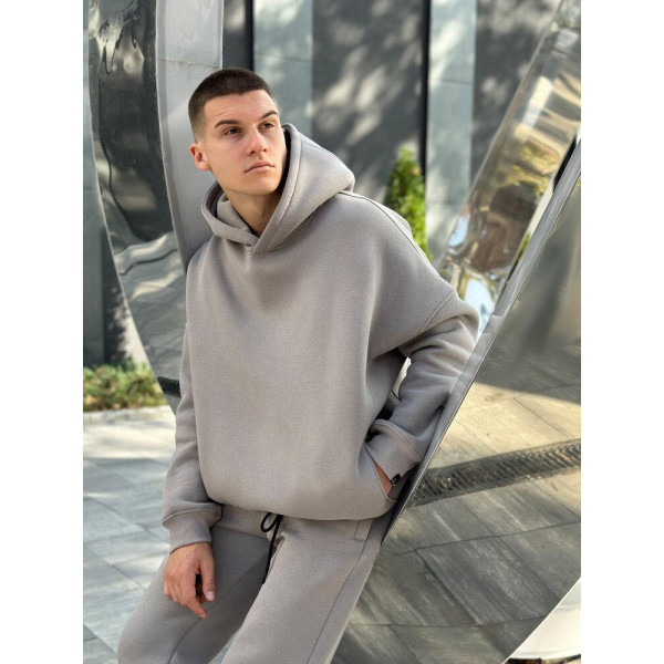 Худі чоловіче демісезонне oversize Pobedov Urbanist, сталевий, вовна