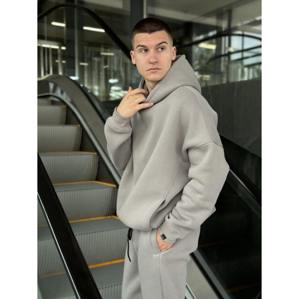 Худі чоловіче демісезонне oversize Pobedov Urbanist, сталевий, вовна
